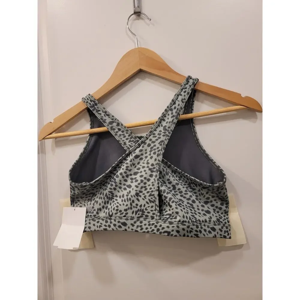 Girls Zella Green Leopard Print Sports Bra